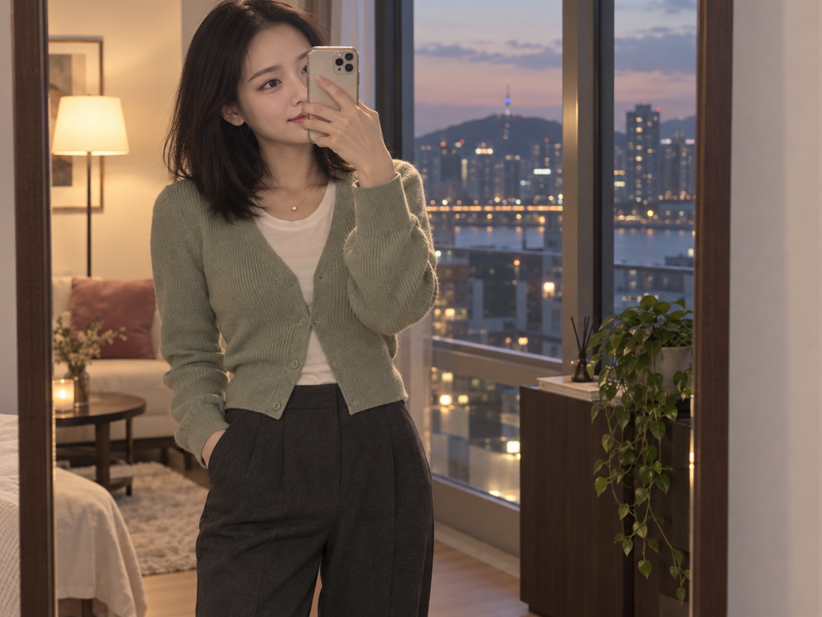 서울특별시 강남구 역삼동 이동과 방문 일정을 안내하는 젊은 성인 한국 여성 관리사